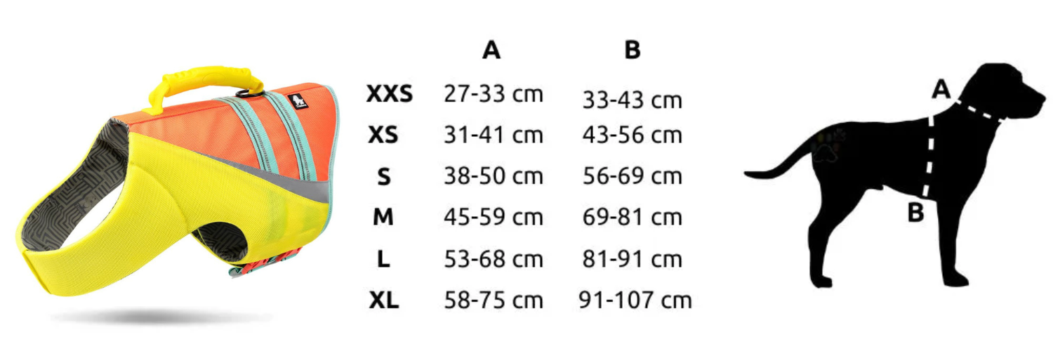 kamizelka ratunkowa kapok dla psa Truelove Dive żółto-pomarańczowa neonowa rączka ratunkowa kółko do smyczy odblaski
